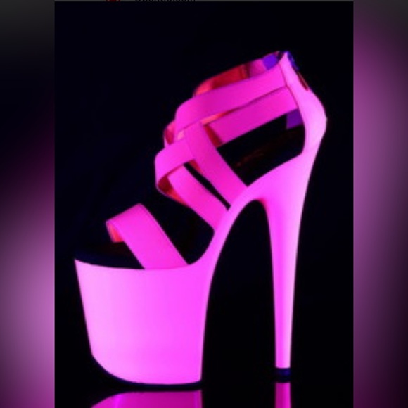 Pleaser Flamingo-869UV Neon Pink Platform Heels – Stripper Shoes - Picture 2 of 12